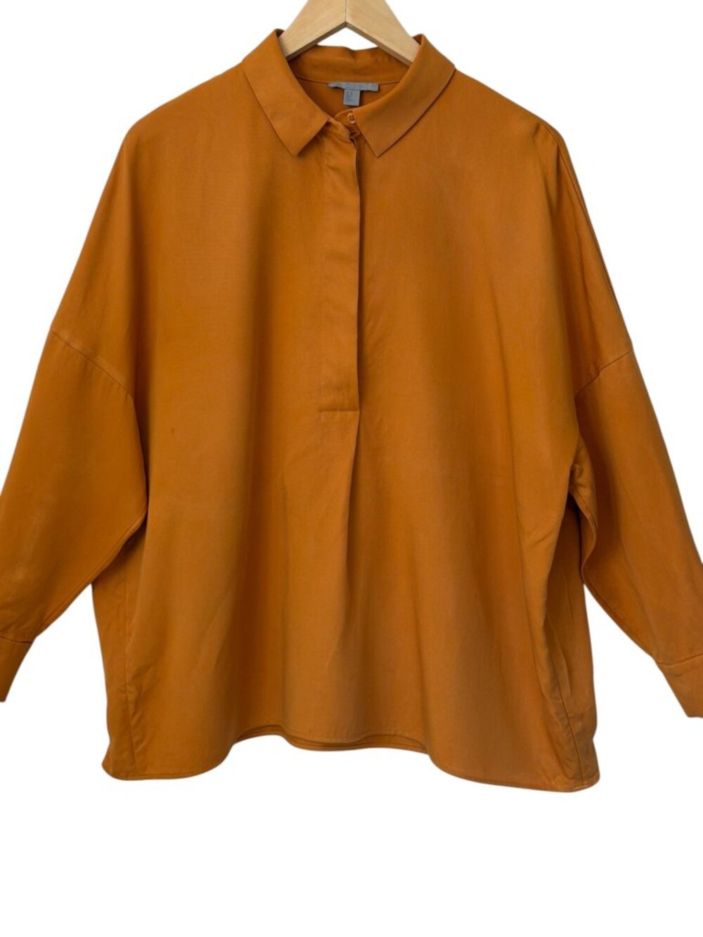 COS Oversized 100% Lyocell Popover Drop Shoulder Lagenlook Blouse Rust Orange XS